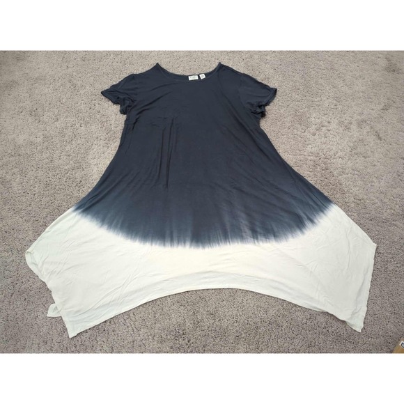CATO Tunic Dress Womens 18/20W PLUS Blue Tie Dye Ombre Flowy‎ Relaxed - Picture 1 of 7